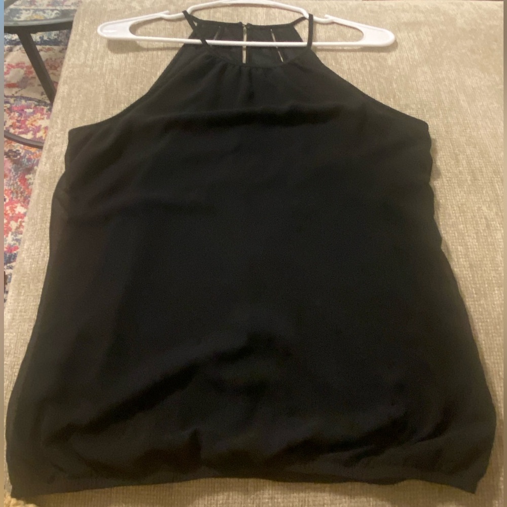 Express black haulter top with scrunched bottom. Size medium
